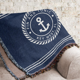 Nautical Navy Blue Anchor Boat Namn Filt
