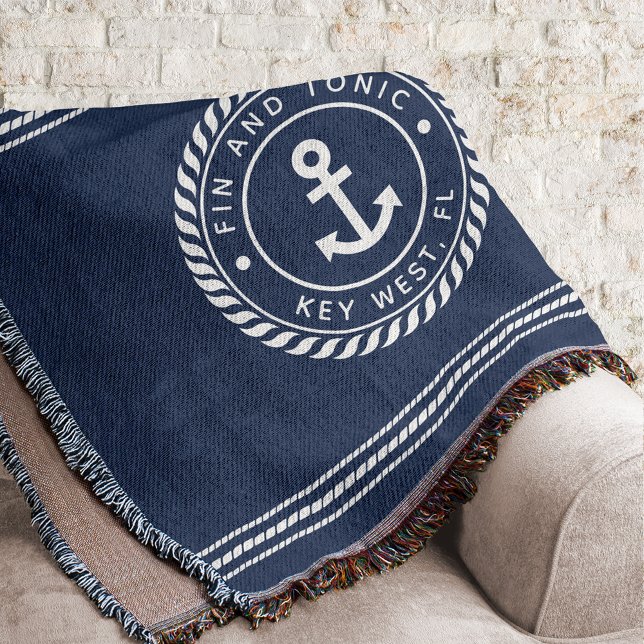 Nautical Navy Blue Anchor Boat Namn Filt (Skapare uppladdad)