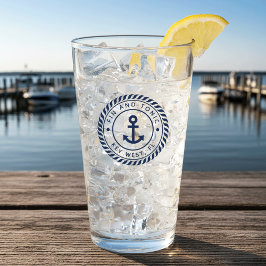 Nautical Navy Blue Anchor Boat Namn Glaskopp