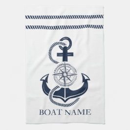 Nautical Navy Blue Anchor Boat Namn Kökshandduk