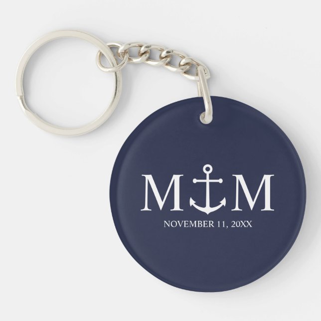 Nautical Navy Blue Anchor Bröllop (Framsidan)