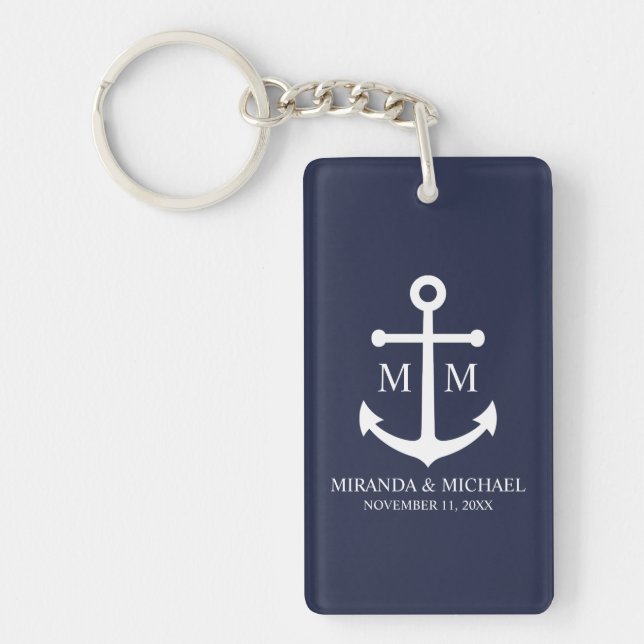 Nautical Navy Blue Anchor Bröllop (Framsidan)