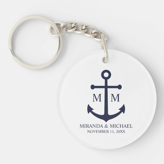 Nautical Navy Blue Anchor Bröllop (Framsidan)