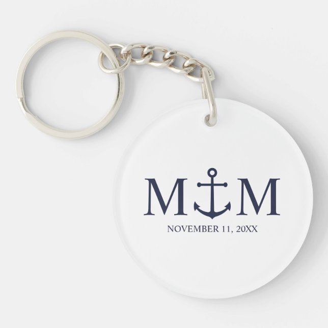 Nautical Navy Blue Anchor Bröllop (Framsidan)