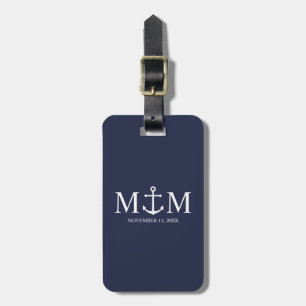 Nautical Navy Blue Anchor Bröllop Bagagebricka