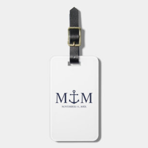 Nautical Navy Blue Anchor Bröllop Bagagebricka