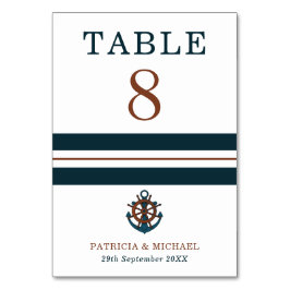 Nautical Navy Blue Anchor Bröllop Bordsnummer