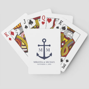 Nautical Navy Blue Anchor Bröllop Casinokort