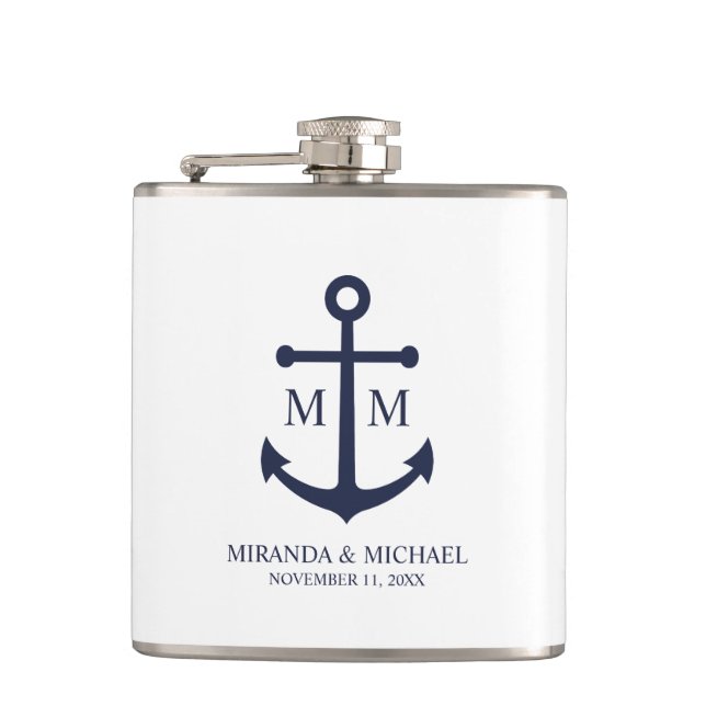 Nautical Navy Blue Anchor Bröllop Fickplunta (Framsidan)