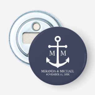 Nautical Navy Blue Anchor Bröllop Flasköppnare