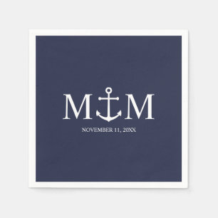 Nautical Navy Blue Anchor Bröllop Pappersservett