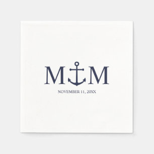 Nautical Navy Blue Anchor Bröllop Pappersservett