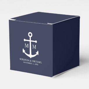 Nautical Navy Blue Anchor Bröllop Presentaskar