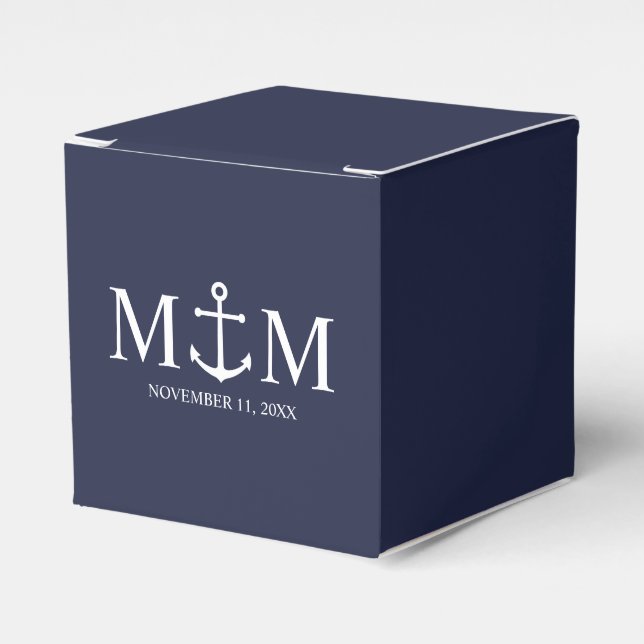 Nautical Navy Blue Anchor Bröllop Presentaskar (Framsidan Sidan)