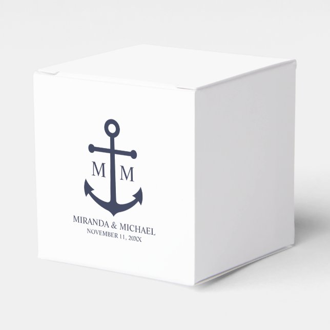 Nautical Navy Blue Anchor Bröllop Presentaskar (Framsidan Sidan)