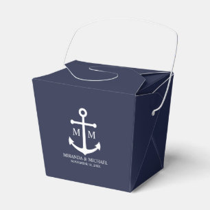 Nautical Navy Blue Anchor Bröllop Presentaskar