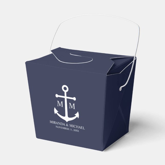 Nautical Navy Blue Anchor Bröllop Presentaskar (Framsidan Sidan)