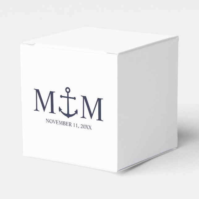 Nautical Navy Blue Anchor Bröllop Presentaskar (Framsidan Sidan)