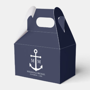 Nautical Navy Blue Anchor Bröllop Presentaskar