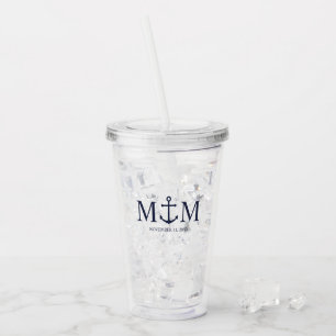 Nautical Navy Blue Anchor Bröllop Take Away Mugg