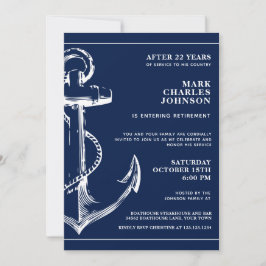 Nautical Navy Blue Anchor Pension Inbjudningar