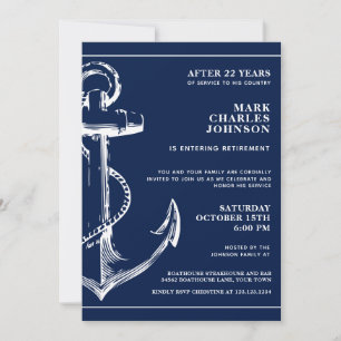 Nautical Navy Blue Anchor Pension Inbjudningar