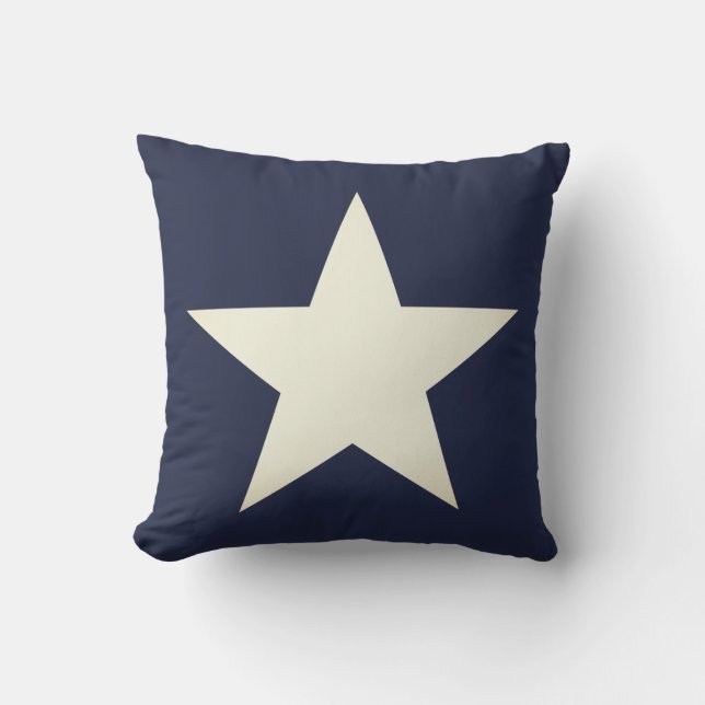 Nautical Navy Blue & Cream Star Kudde (Framsida)