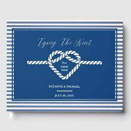 Nautical Navy Blue Knutband Sjöfartsränder Bröllop Gästböcker