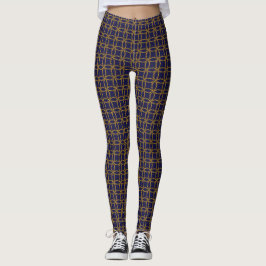 Nautical Navy Blue och Guld Rope Patterned Leggings