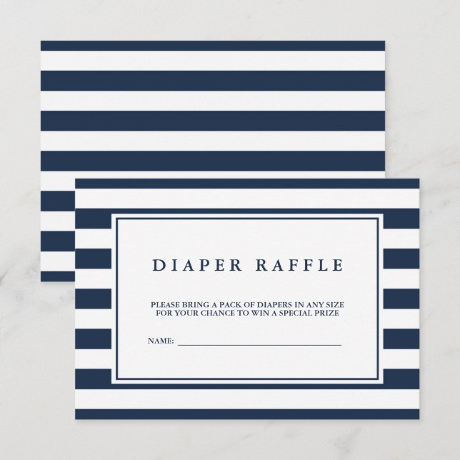 Nautical Navy Boy Shower Diaper Raffle Tilläggskort (Fram/baksida)