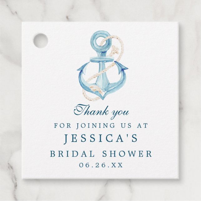 Nautical Navy Bröllopsfest Tacksamtighetsmärke Gåvor Etiketter (Framsida)
