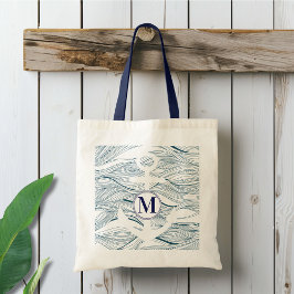 Nautical Navy och White Anchor Monogram Tygkasse