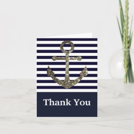 Nautical Navy och White Anchor Tacksamhetskort Tack Kort
