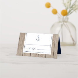 Nautical Navy Rustic Wood Anchor Bröllop Placeringskort