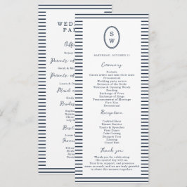 Nautical Navy Stripe Classic Wedding Program Card