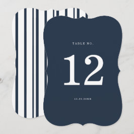 Nautical Navy Stripe Die-Cut Wedding Table Number Inbjudningar