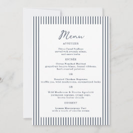 Nautical Navy Stripe Monogram Wedding Menu Card Inbjudningar