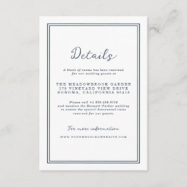 Nautical Navy Stripe Wedding Details Card Tilläggskort