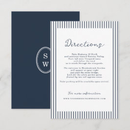 Nautical Navy Stripe Wedding Directions Card Tilläggskort