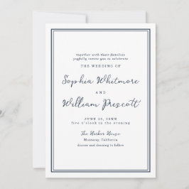 Nautical Navy Stripe Wedding Invitation Inbjudningar