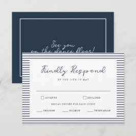 Nautical Navy Stripe Wedding RSVP Card Tilläggskort