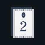 Nautical Navy Stripe Wedding Table Number Card Inbjudningar<br><div class="desc">Nautical Wedding Table Number Card in classic navy and white — a chic coastal reception table sign perfect for elegant seaside weddings. Inspired by timeless Coastal Elegance and yacht-club aesthetics, this navy stripe table number features a refined monogram accent and crisp preppy layout. Perfect for the modern coastal bride. Pair...</div>