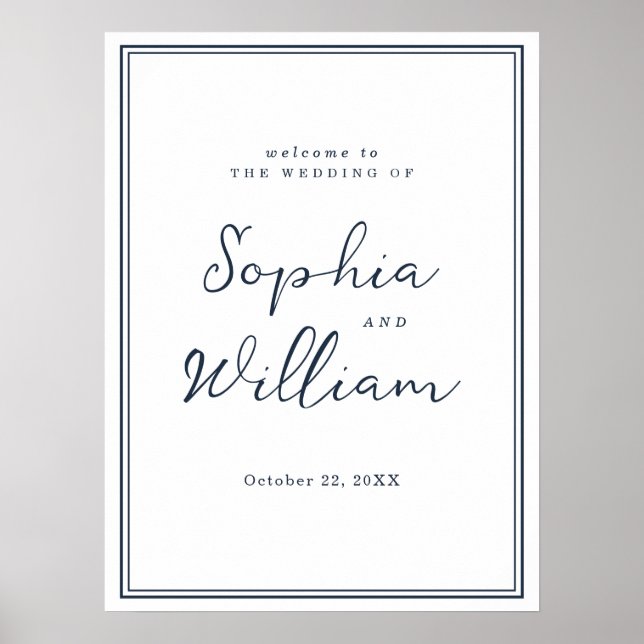 Nautical Navy Wedding Entrance Sign Poster (Framsidan)