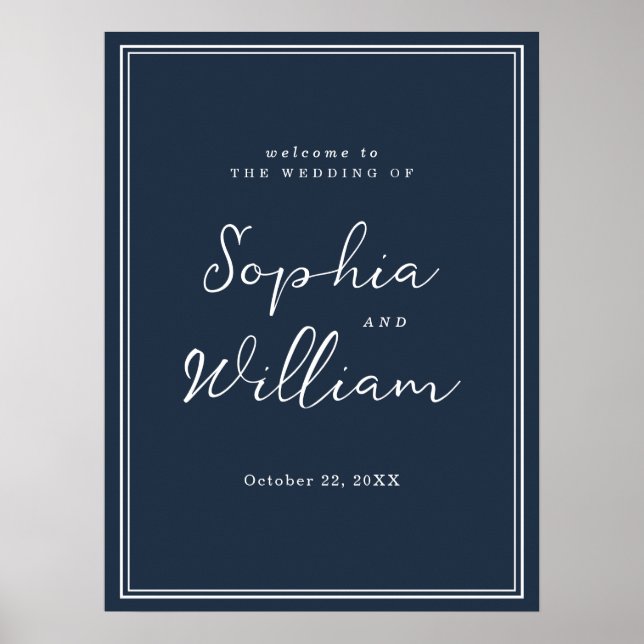 Nautical Navy Wedding Welcome Sign Poster (Framsidan)