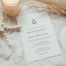 Nautical Navy & White Anchor Monogram Bröllop