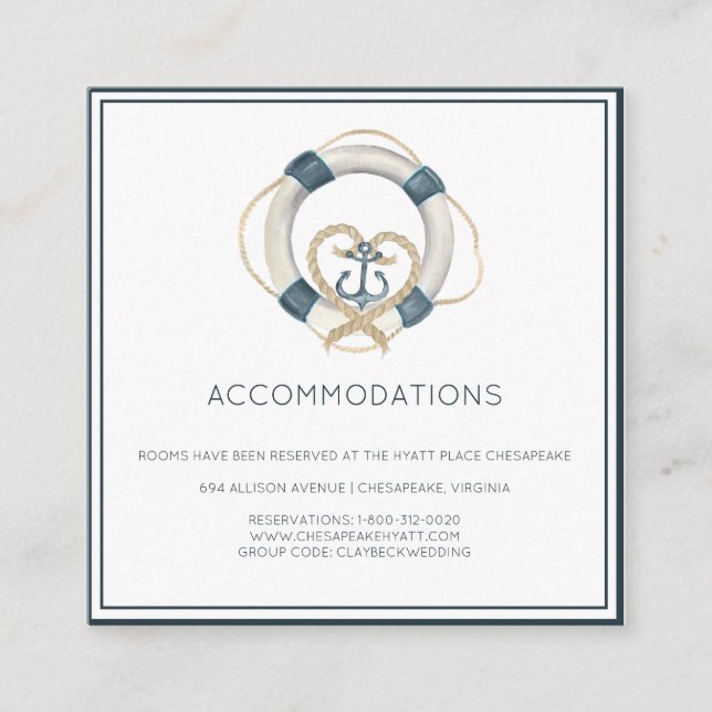 Nautical Navy & White Hotellboende Kort (Framsida)