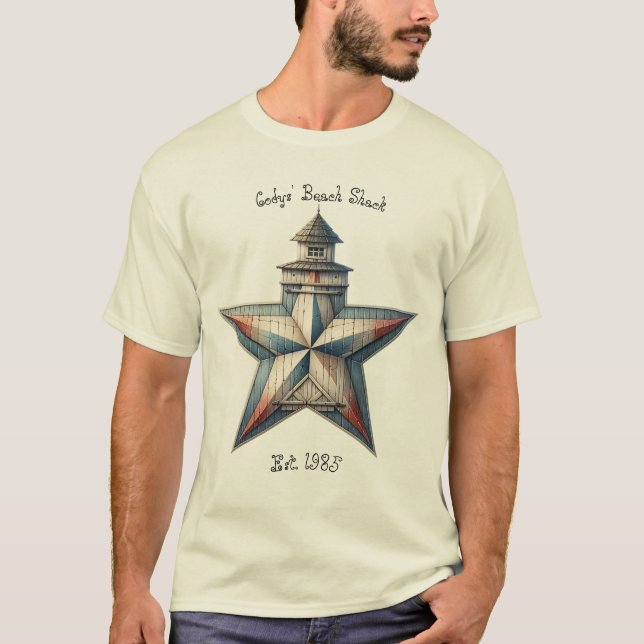 Nautical Neutral and Blue Barnstar T Shirt (Framsida)