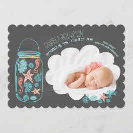 Nautical Newborn Baby Photo Birth Notice Meddelande