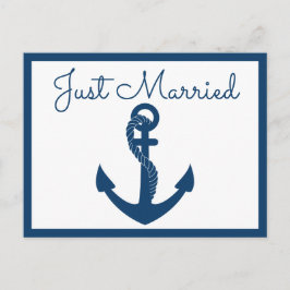 Nautical Ny gifta Navy Blue Anchor Bröllop Meddelande Vykort