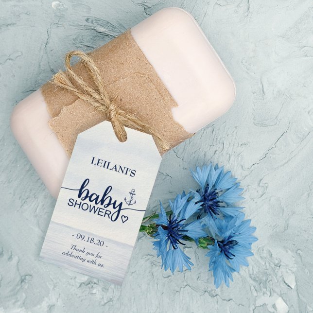 Nautical Ocean Baby Shower Tack Gift-Märkre Presentetikett (Thank your guests for setting sail on this parenting adventure with you with our Thank you tags.)